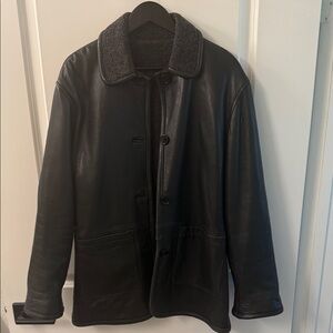 Missani Leather Reversible to Faux Shearling Coat